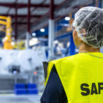 Portrait of safety worker in an industrial factory, concet of safety and environment